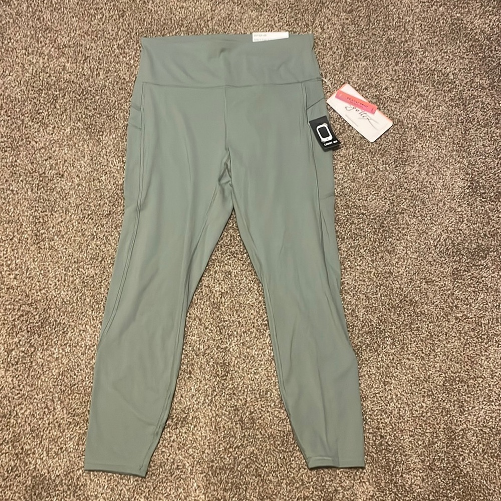 Gottex Womens Large Deep Sage Inter-luxe Limited Edition Peach Skin leggings